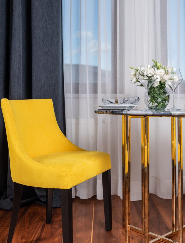 yellow pattern accent chair